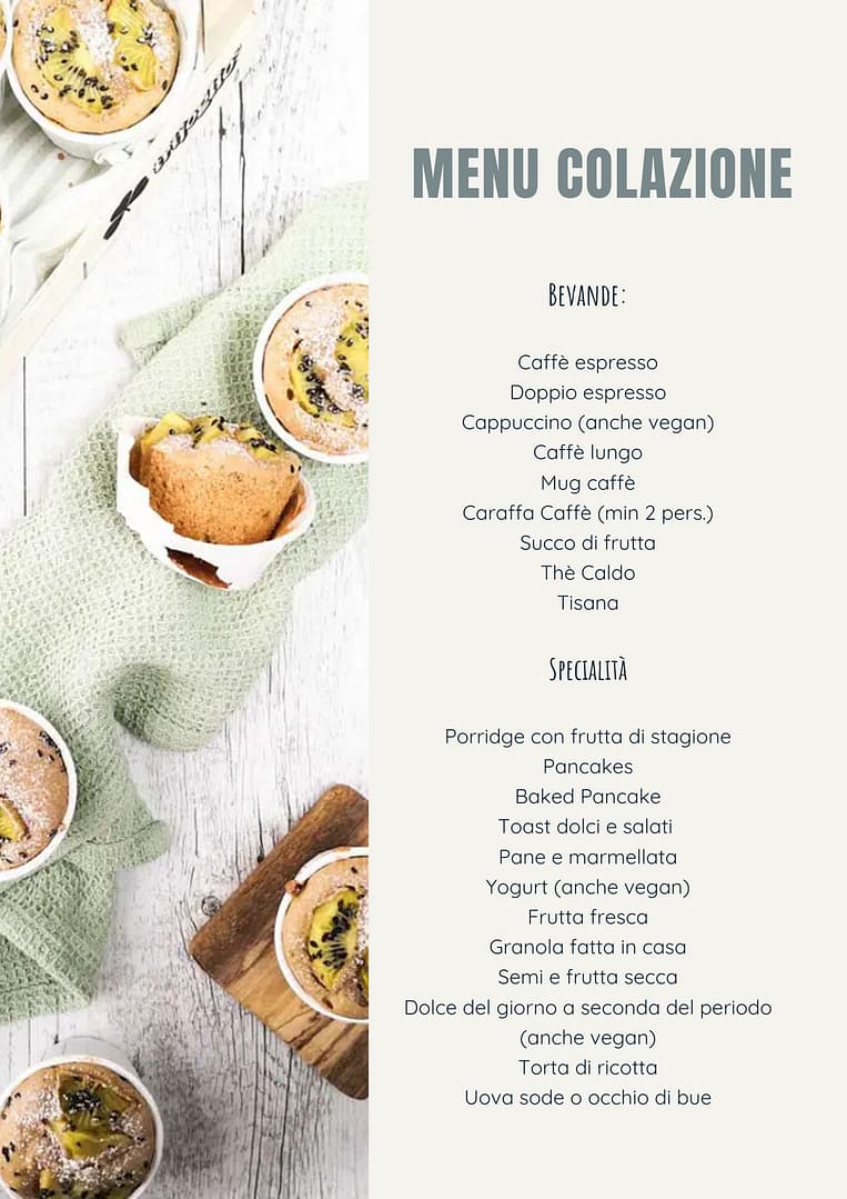 Menu Colazione inclusa a San Benedetto Val di Sambro del B&B 100 Scatole di Sogni